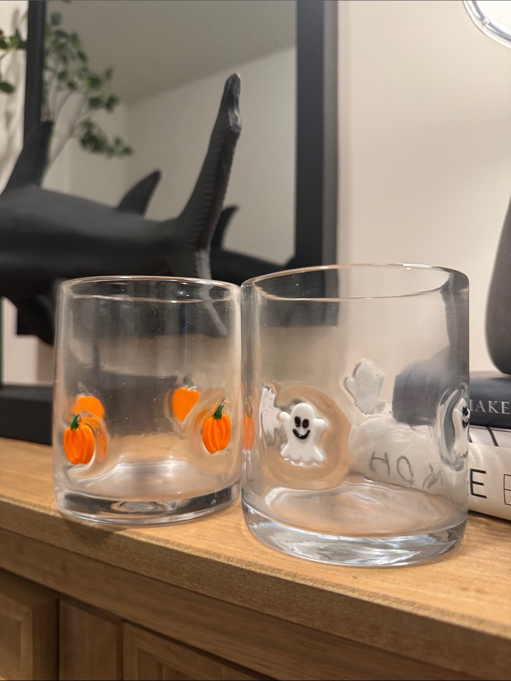 Hand-Blown Glass Icon Cups Pumpkin and Ghost